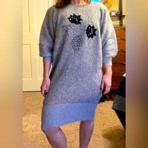 Authentic vintage Angora 80’s beaded sweater dress